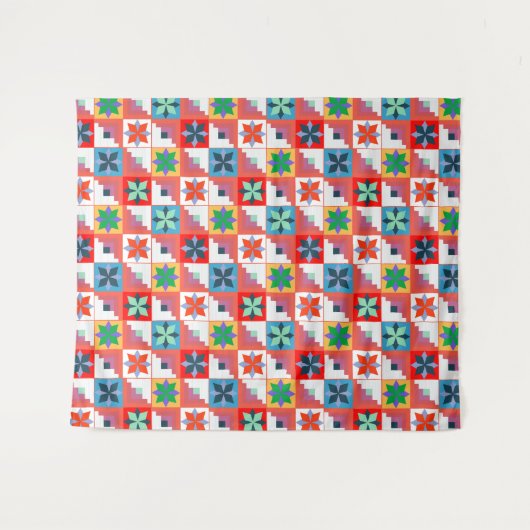 Geometrisch patroon veelkleurige patchwork wandkleed (Voorkant (horizontaal))