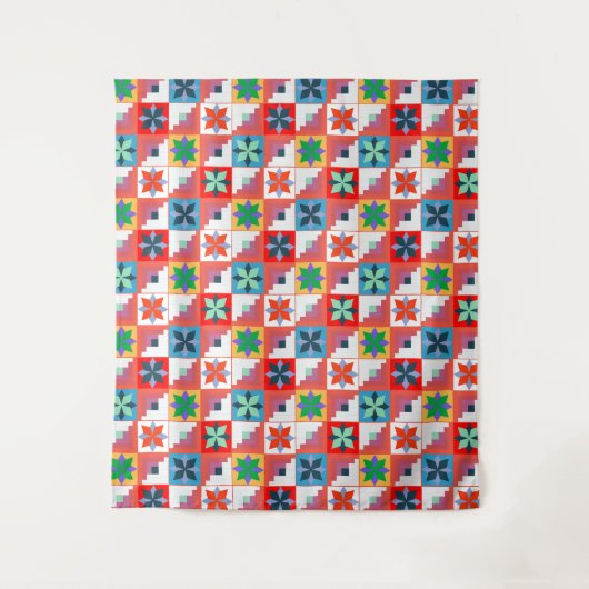 Geometrisch patroon veelkleurige patchwork wandkleed (Voorkant)