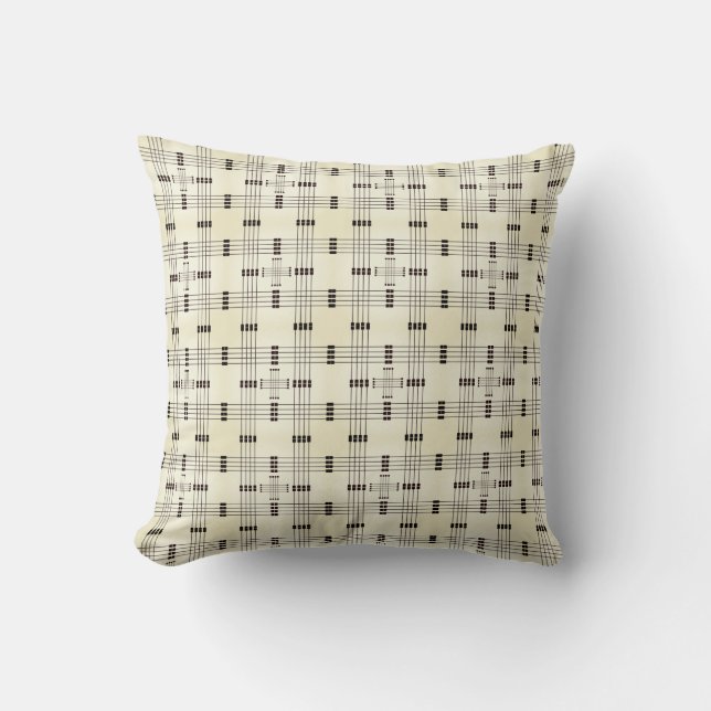 Geometrisch patroon | Vierkantjes | Lijnen | Beige Kussen (Voorkant)