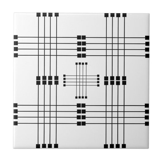 Geometrisch patroon | Vierkantjes | Lijnen | wit | Tegeltje (Voorkant)