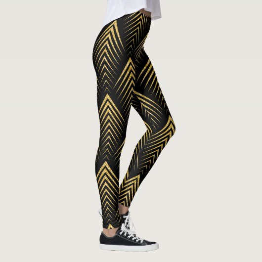 Geometrisch patroon voor zwart en gouden kunst-dec leggings (Rechts)