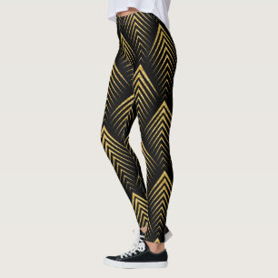 Geometrisch patroon voor zwart en gouden kunst-dec leggings