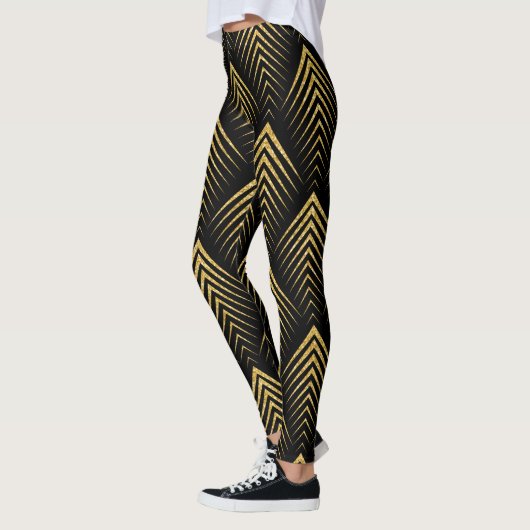Geometrisch patroon voor zwart en gouden kunst-dec leggings (Links)