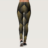 Geometrisch patroon voor zwart en gouden kunst-dec leggings (Achterkant)