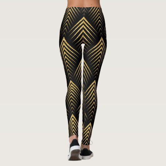 Geometrisch patroon voor zwart en gouden kunst-dec leggings (Achterkant)