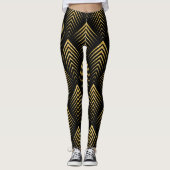 Geometrisch patroon voor zwart en gouden kunst-dec leggings (Voorkant)