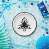 Geometrisch patroon voor zwarte/witte kerstboom papieren bordje (Feest)