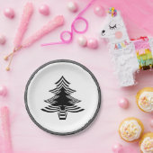 Geometrisch patroon voor zwarte/witte kerstboom papieren bordje (Feest)
