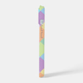 Geometrisch patroon vormt pastel regenboog kleuren iPhone 15 case (Linkerkant)