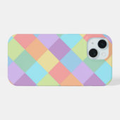 Geometrisch patroon vormt pastel regenboog kleuren iPhone 15 case (Achterkant horizontaal)