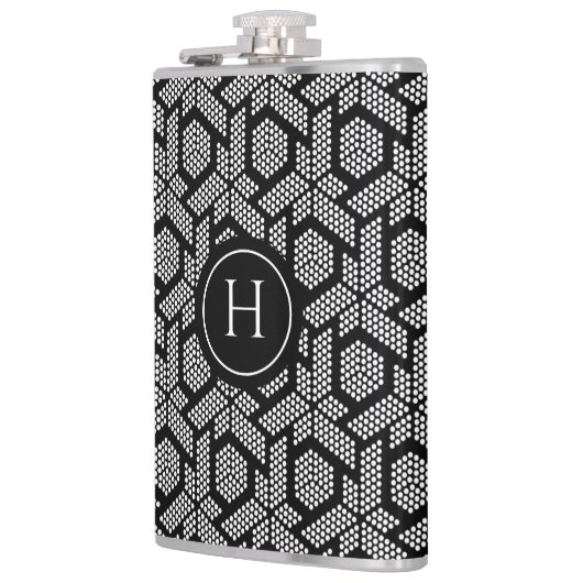 Geometrisch patroon witte stippen heupfles (Links)