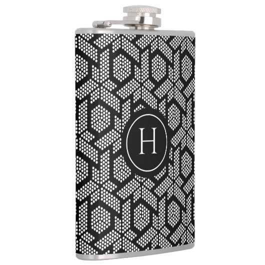 Geometrisch patroon witte stippen heupfles (Rechts)