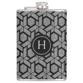 Geometrisch patroon witte stippen heupfles (Voorkant)