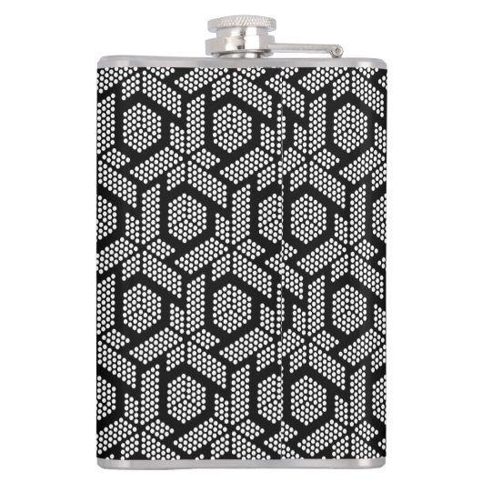 Geometrisch patroon witte stippen heupfles (Achterkant)