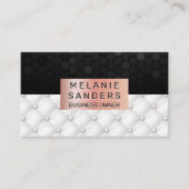 geometrisch patroon | witte stoffering | Rosé goud Visitekaartje (Voorkant)