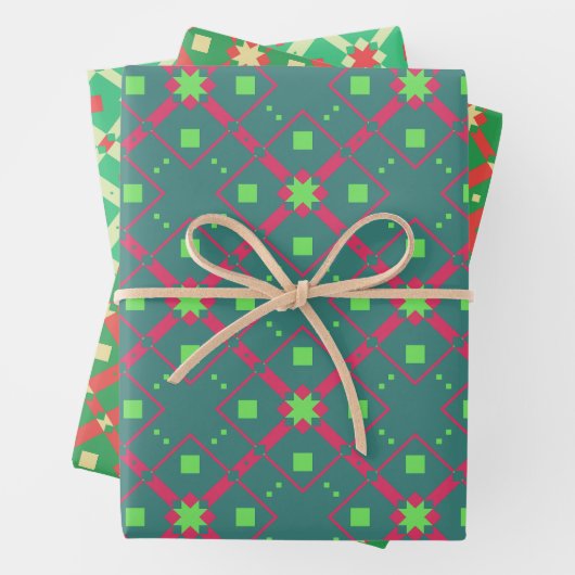 Geometrisch Patroon Wrapping Papier Flat Sheet Set Inpakpapier Vel (In situ)