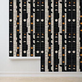Geometrisch patroon Zwart behang