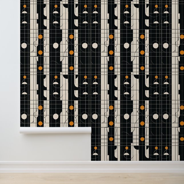 Geometrisch patroon Zwart behang (Applicatie)