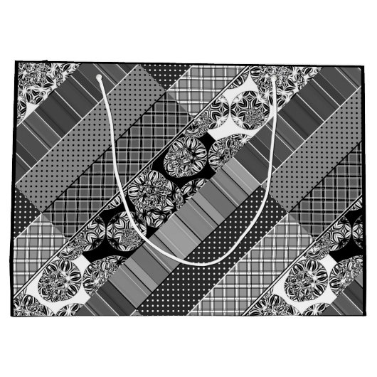 Geometrisch, Patroon, zwart en wit Groot Cadeauzakje (Achterkant)