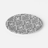 Geometrisch, patroon, zwart en wit papieren bordje (Gekanteld)
