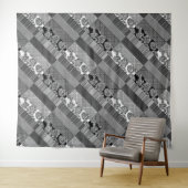 Geometrisch, Patroon, zwart en wit Wandkleed (In Situ (horizontaal))