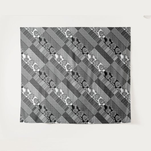 Geometrisch, Patroon, zwart en wit Wandkleed (Voorkant (horizontaal))