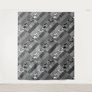 Geometrisch, Patroon, zwart en wit Wandkleed