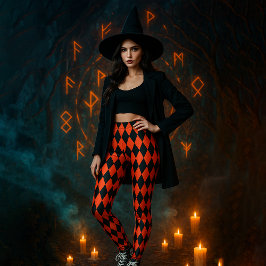 Geometrisch patroon Zwart Rood Diamant Halloween Leggings