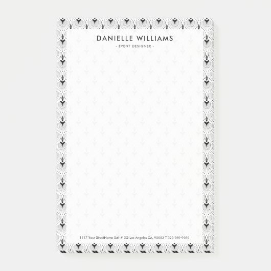 Geometrisch patroon zwart-wit art-deco post-it® notes (Voorkant)