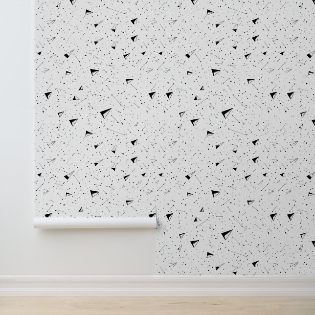 Geometrisch patroon Zwart-wit behang (Applicatie)