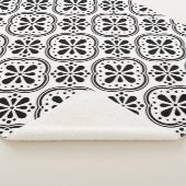 Geometrisch Patroon Zwart wit Sherpa Deken (3/4)