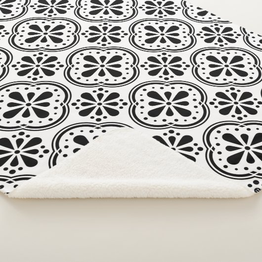 Geometrisch Patroon Zwart wit Sherpa Deken (3/4)