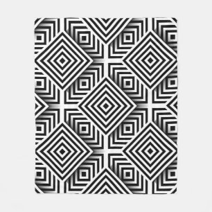 Geometrisch patroon. Zwart-wit. Vierkantjes en st Fleece Deken