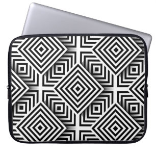 Geometrisch patroon. Zwart-wit. Vierkantjes en st Laptop Sleeve