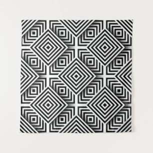 Geometrisch patroon. Zwart-wit. Vierkantjes en st Wandkleed