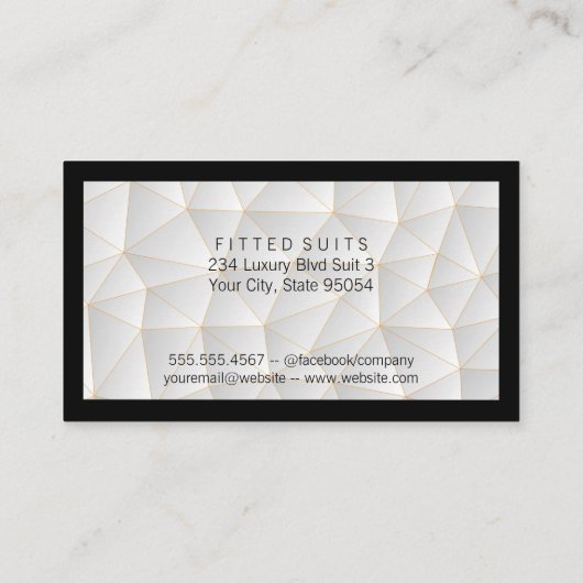 Geometrisch patroon | Zwarte rand Visitekaartje (Achterkant)