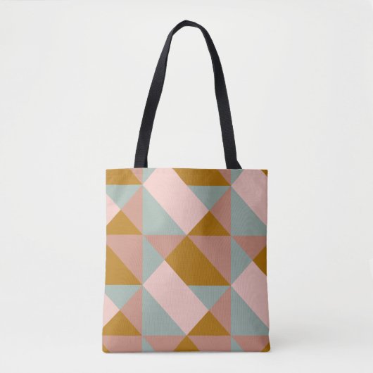 Geometrisch patroonontwerp in een aardepaaskleur tote bag (Voorkant)