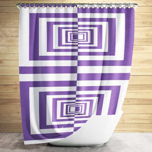 Geometrisch patroonontwerp in modern Paars en wit Douchegordijn