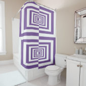 Geometrisch patroonontwerp in modern Paars en wit Douchegordijn (In situ)