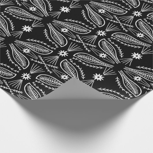Geometrisch patroonpatroon Poblanos Black & White Cadeaupapier (Hoek)