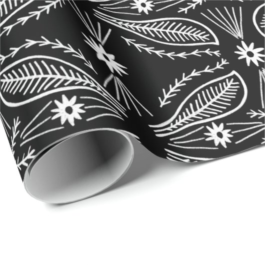 Geometrisch patroonpatroon Poblanos Black & White Cadeaupapier (Rol Hoek)