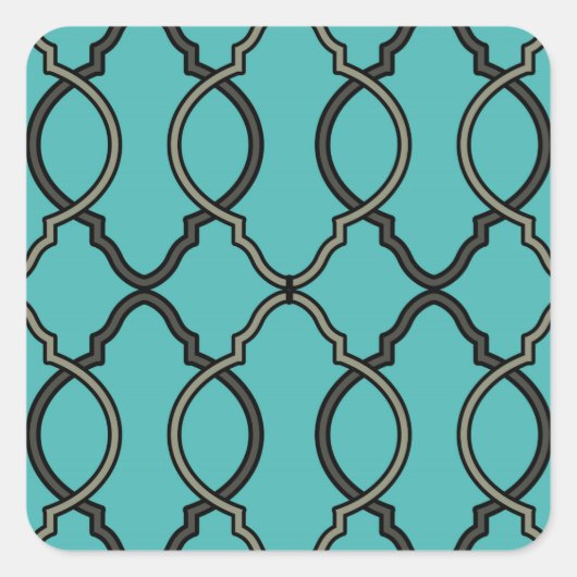 geometrisch patroonrooster vierkante sticker (Voorkant)