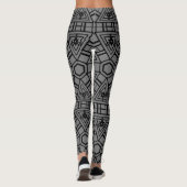 GEOMETRISCH PATTERN, zwart en grijs Leggings (Achterkant)