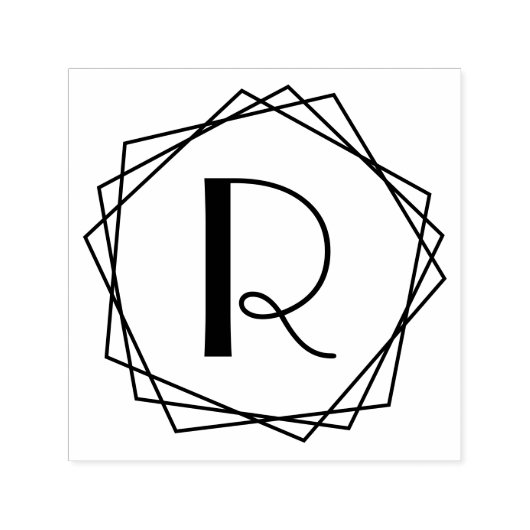 Geometrisch Pentagons Lijst Single Initiaal Monogr Zelfinktende Stempel (Design)