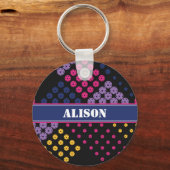 Geometrisch picklebalpatroon, met naam sleutelhanger (Voorkant)