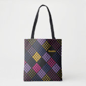 Geometrisch picklebalpatroon, met naam tote bag (Voorkant)