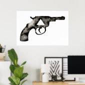 Geometrisch . Pistol . Zwart Wit. Mod. Driehoek Poster (Thuiskantoor)
