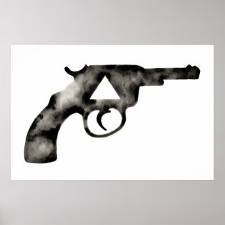Geometrisch . Pistol . Zwart Wit. Mod. Driehoek Poster
