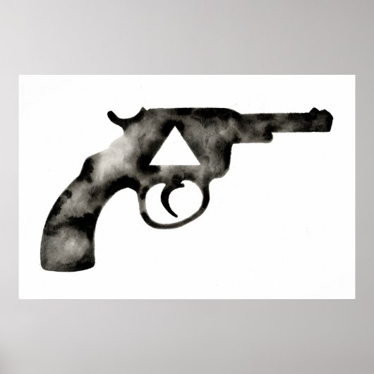 Geometrisch . Pistol . Zwart Wit. Mod. Driehoek Poster (Voorkant)