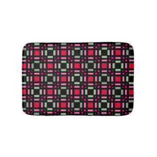 Geometrisch plaid groen rood zwart strepen badmat